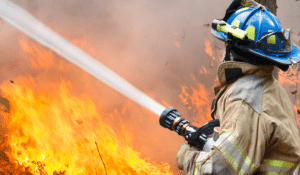 A firefighter battling a blaze. The LA fires serve as a reminder to protect first responders.